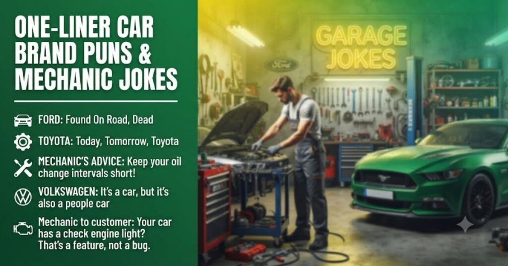 One-Liner Car Brand Puns & Mechanic Jokes